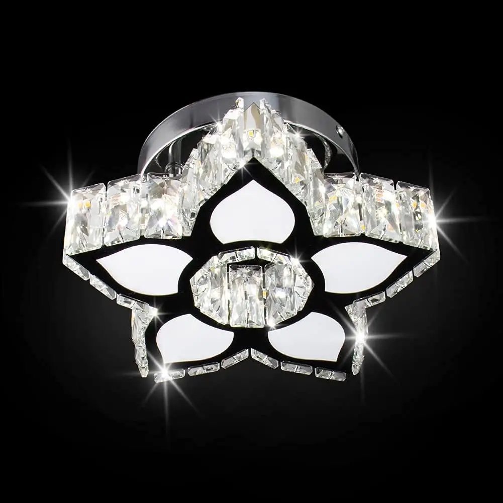 

Мини-люстра Flor Luz de techo de cristal Estrella Moderna Acero inoxidable Acrílico Lámpara colgante LED para