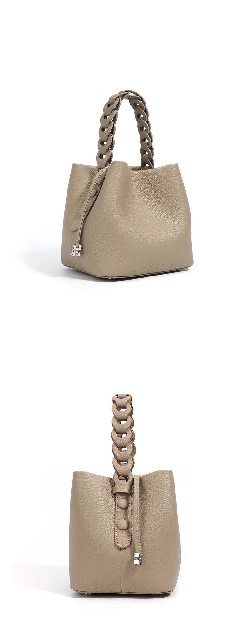 Damen Bucket Bag aus 100% Echtleder, Crossbody Schultertasche, Modische Designer-Shopper-Tasche, Trendige Marken-Handtasche – Detail 13
