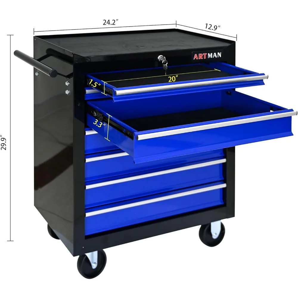 Commode à outils roulante multifonction avec 7 tiroirs, chariot de rangement robuste pour outils, chariot organisateur Mobile pour atelier Essent