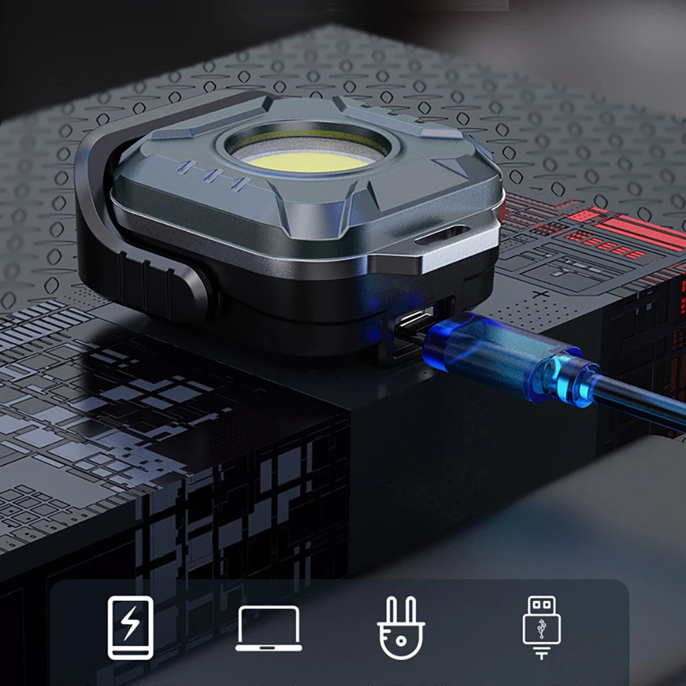 ضوء عمل مغناطيسي صغير، 500 لومن قابل لإعادة الشحن، مصباح فحص مغناطيسي محمول لإصلاح السيارات