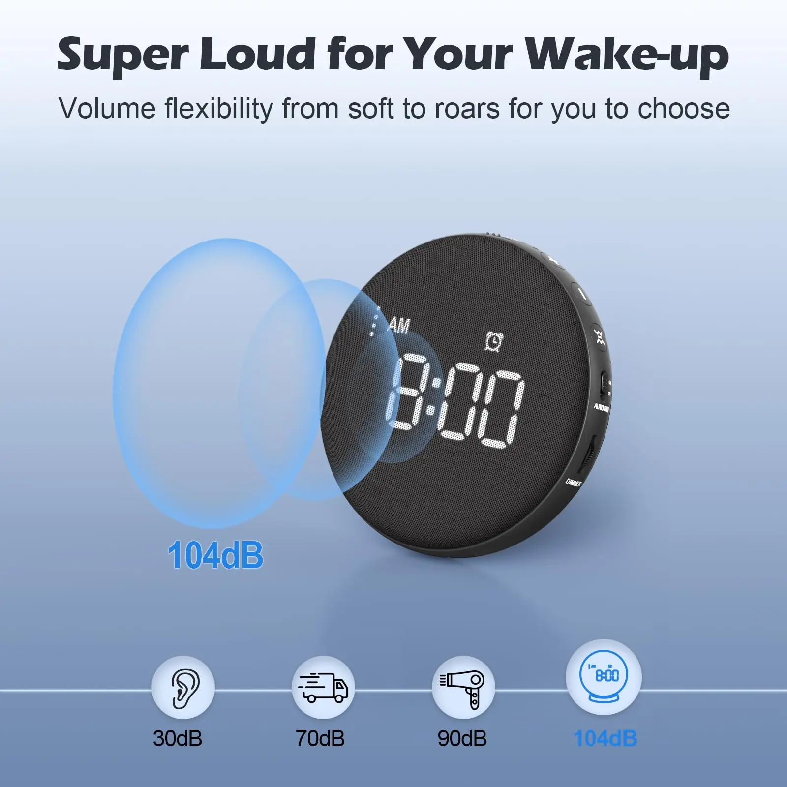 REACHER 2-in-1 Unified Loud Bed Shaker Vibrating Alarm Clock for Hearing Impaired Heavy Sleeper Teens Wireless Magnetic Charging