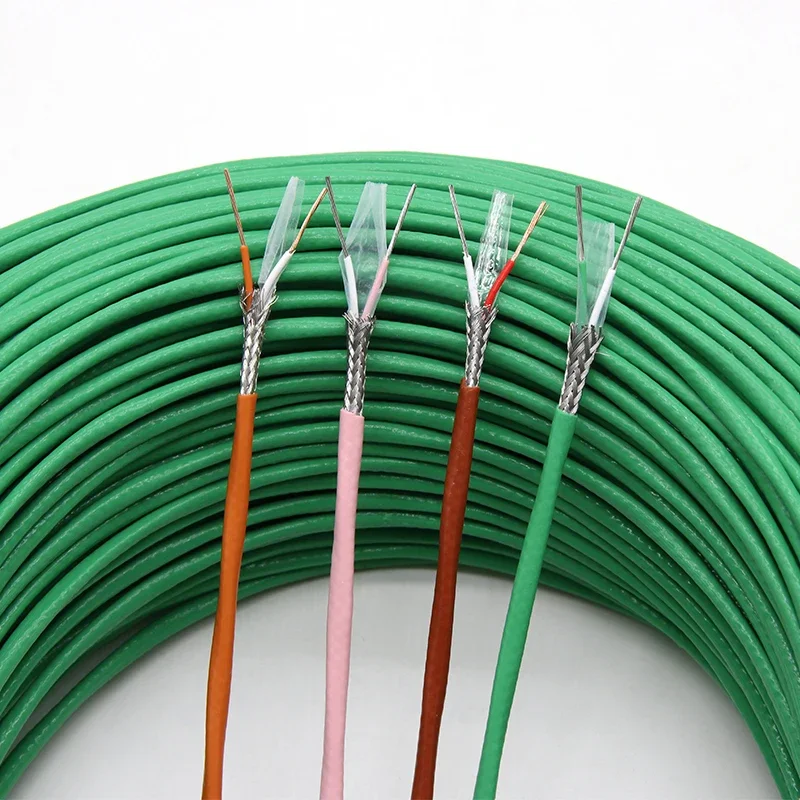 1/5/10M K T N S Type Thermocouple Wire 2 Cores PTFE Insulator Shielded Line High Temperature Measuring Compensation Cable