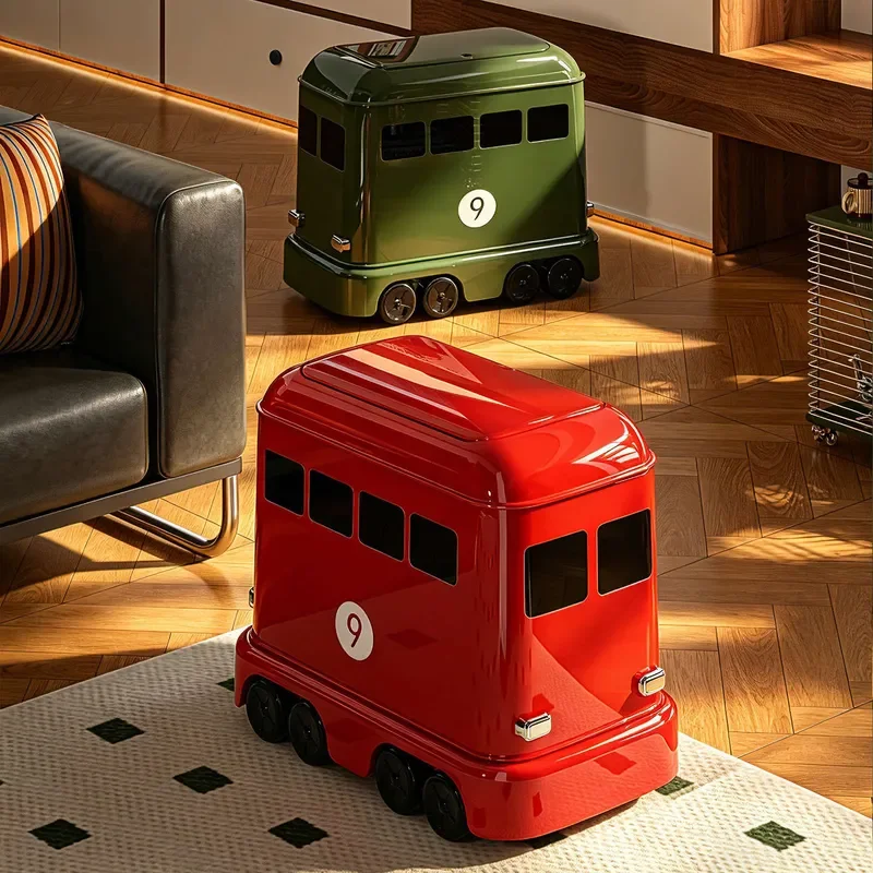 Bus Trash Can Household Removable 2026 New Bedroom High Value Creative Living Room Garbage Can Toilet Paper Basket