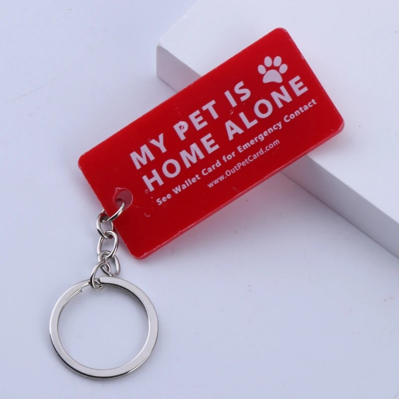 Dog are Home Alone Alert Emergency Card & Key Tags with Emergency Contact Call Cards Pet Emergency Contact Keychain