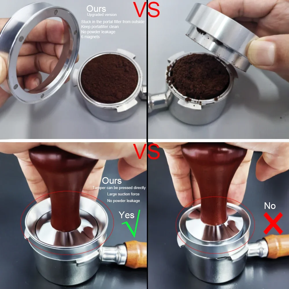 6 Magnetic Espresso Coffee Dosing Ring - Dosing Funnel Aluminum with 6 Magnets Fits 51/54/58/58.5mm Portafilter Coffee bellows