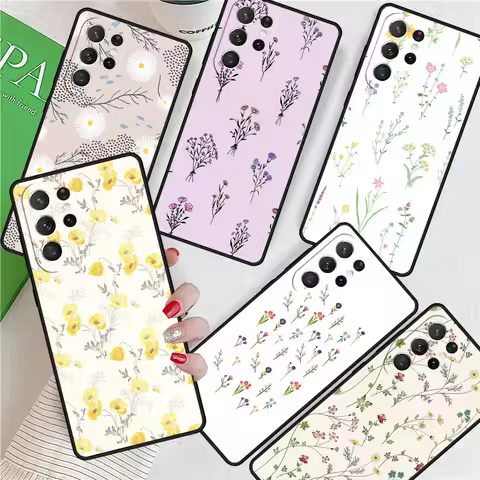 Minimalist Aesthetic Flower For Samsung Galaxy S24 Ultra S21 S22 S8 S9 S10E Note 10 20 Plus FE S23 Phone case Cover Coque