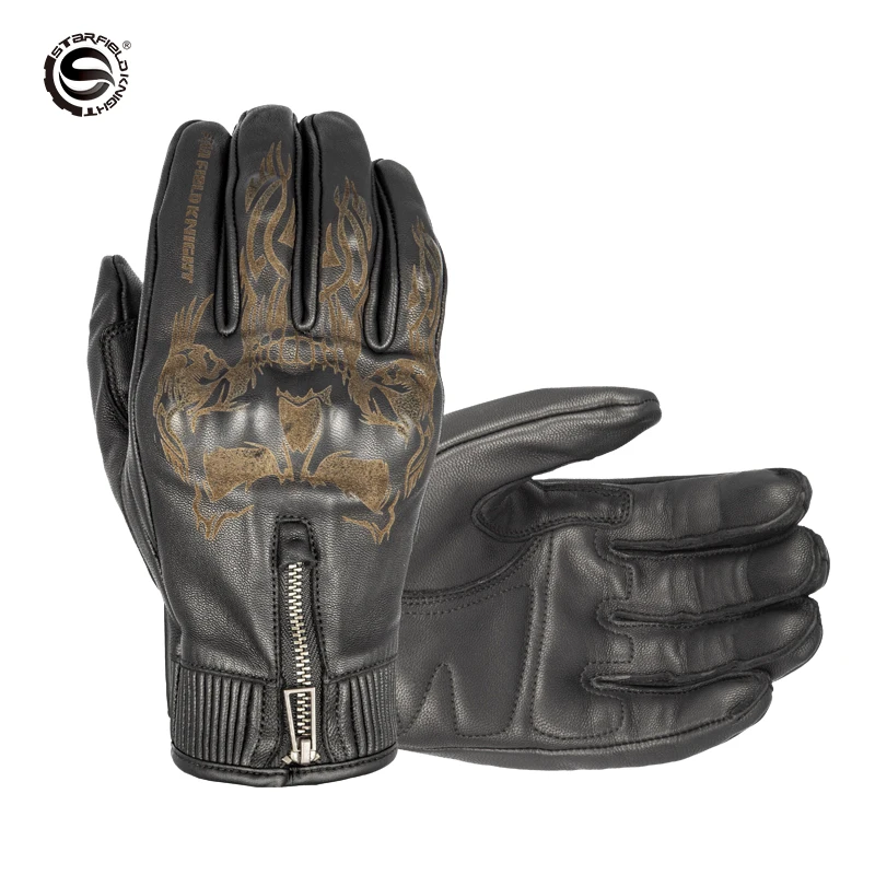 

SFK Gray Motorcycle Gloves Touch Screen Motorbike Riding Genuine Goat Skin Leather Motocross Guantes Breathable Wear-resistan