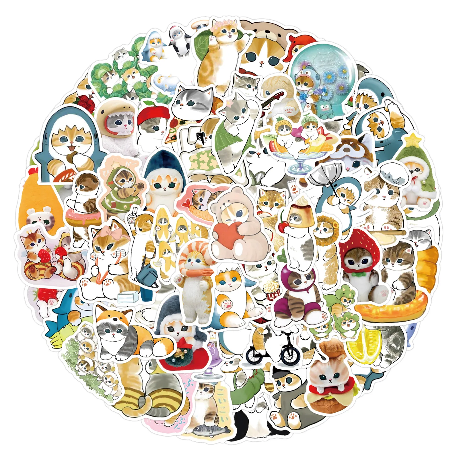 110PCS Cute Cartoon Mofusand Cat Stickers Kawaii Animal Decals DIY Skateboard Luggage Guitar Phone Car Decoration Sticker