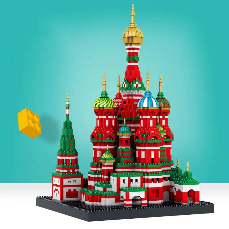 World Architecture Diamond Blocks Saint Basil's Cathedral Church 3D City Model Mini Bricks Building Toy for Children