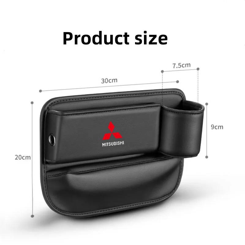 Leather Car Seat Gap Filler Side Storage Box with Cup Holder for Mitsubishi Lancer 9 Ex Evo ASX L200 Colt Pajero Sport Auto