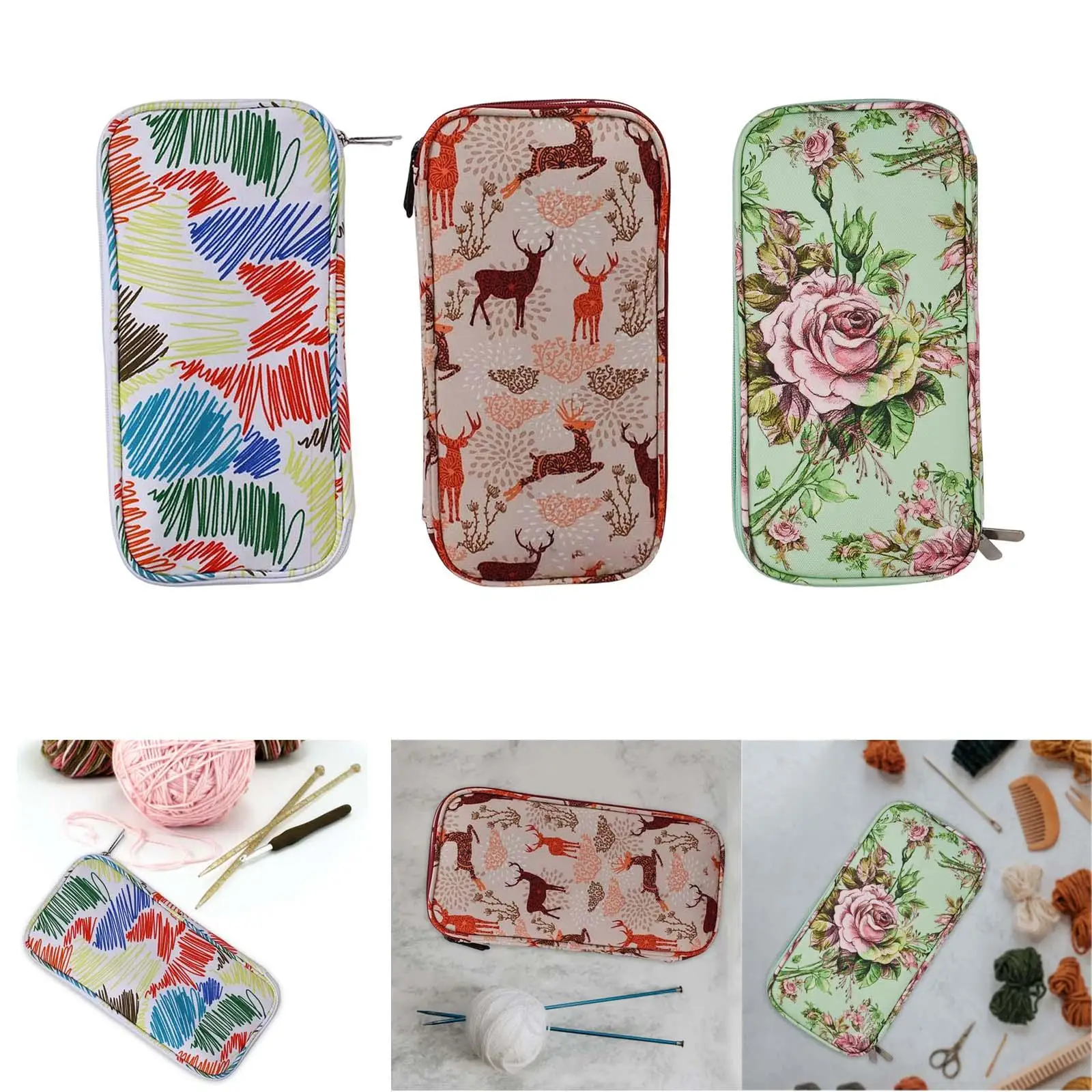 Knitting Needles Storage Bag Double Layers Travel Organizer Organizer Case