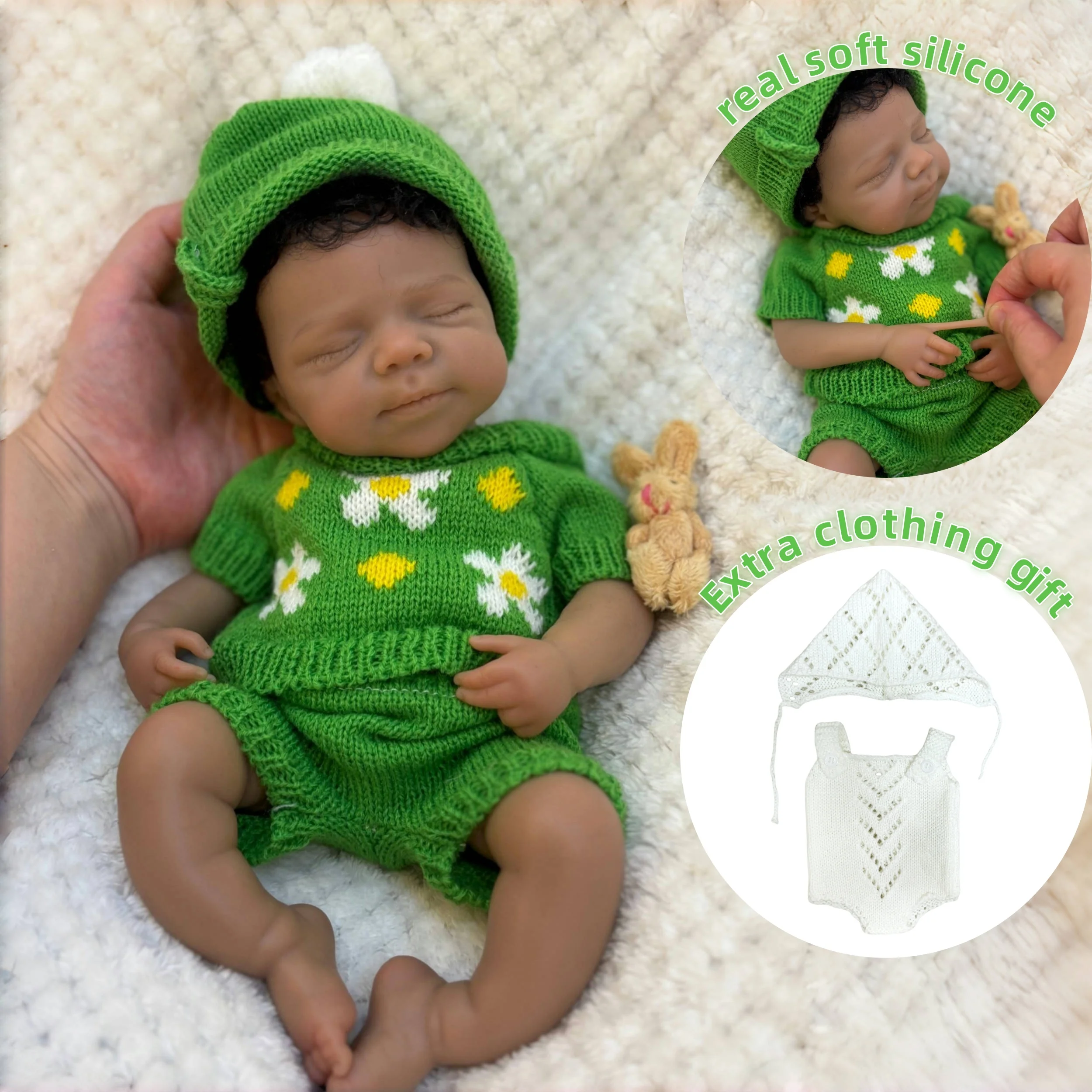 13Inch Open Mouth Pascale Bebe Girl Silicone Reborn Dolls, 2 set of Outfits, Painted Bebe Newborn Doll Toys reborn de silicone