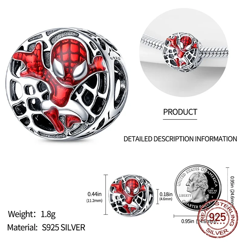 Marvel Plata De Ley 925 Charm Galactic Alliance Super Man Beads Fit Original Pandora Silver 925 Bracelet Women DIY Jewelry Gift