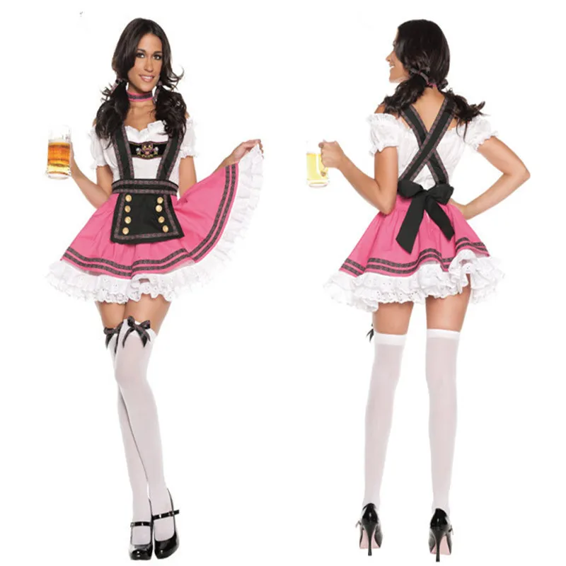 Women's Oktoberfest Lederhosen Costume,Beer Girl Costume,Oktoberfest Serving Adult Dirndl Dress