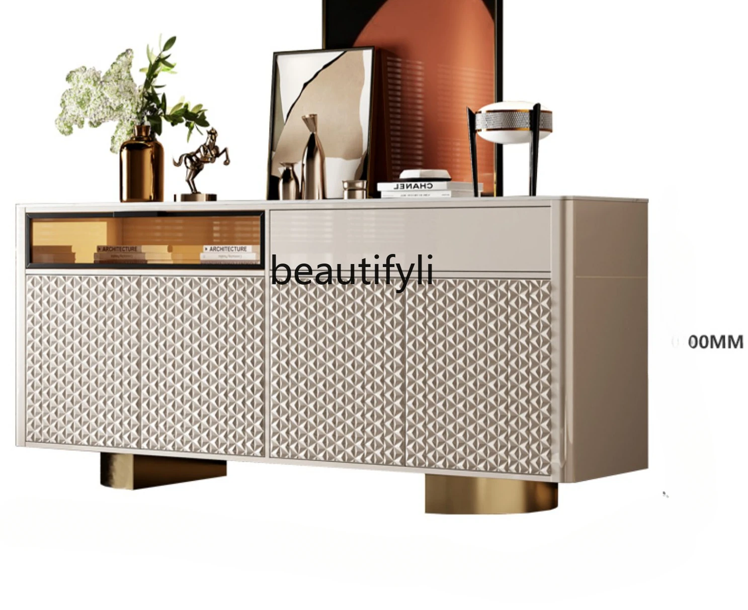 

Light luxury sideboard, post-modern minimalist entrance hall, solid wood partition cabinet, slate painted entry side cabinet