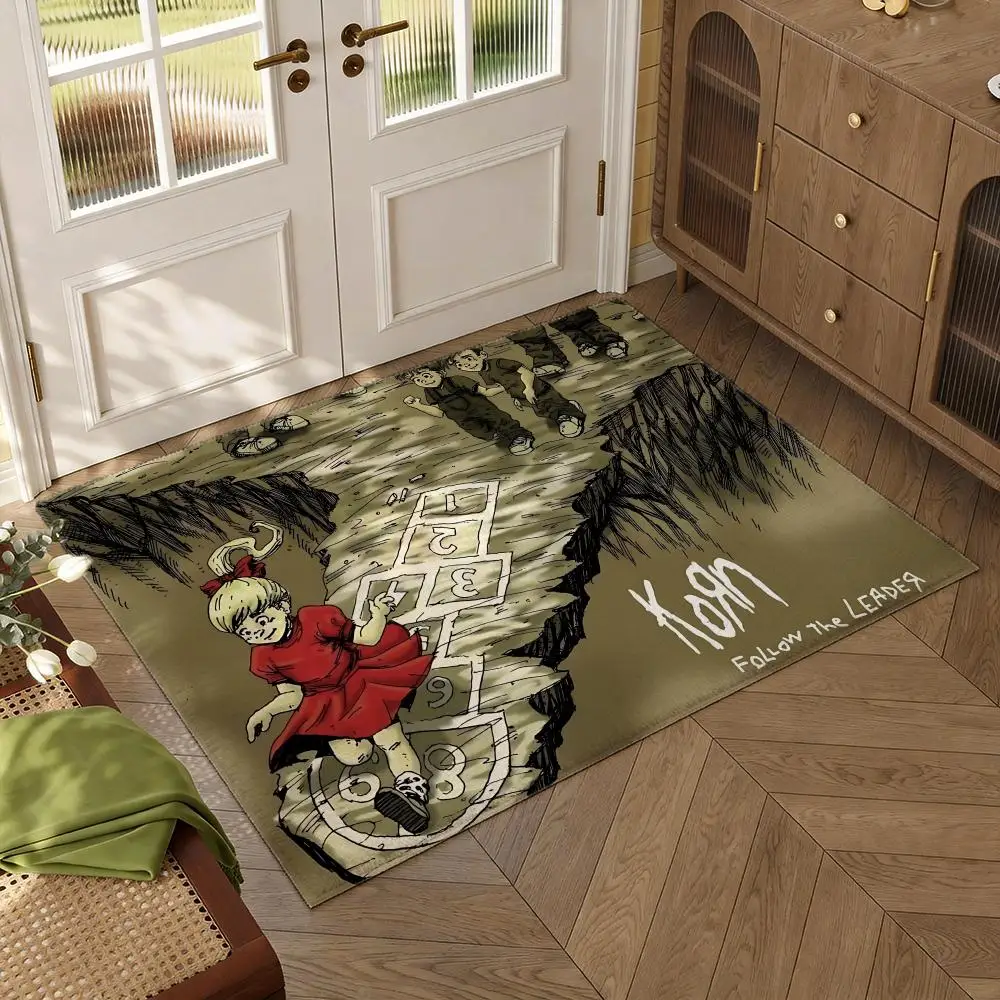 Band K-Korns Album Classic Floor Mat Soft Thickened Flannel Door Mat Non-Slip Living Room Rug Home Decor