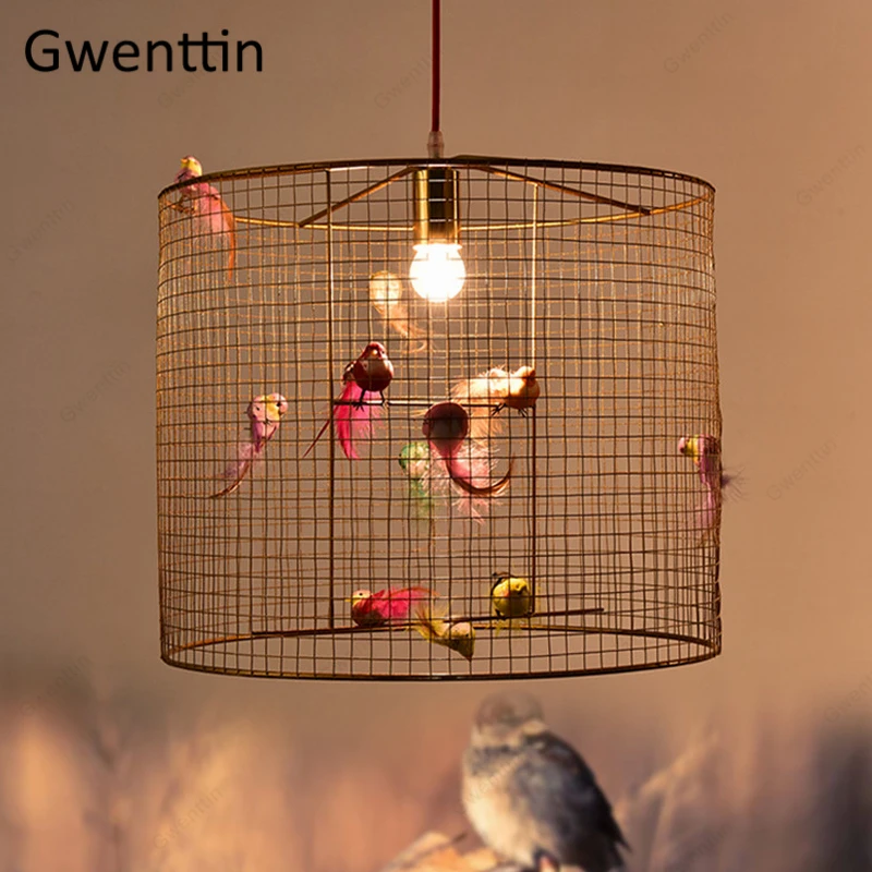 Imagem -03 - Criativo Bird Cage Pendant Light Nordic Loft Home Decor Lâmpada Suspensa para Sala de Estar e Quarto Luminárias Led Modernas