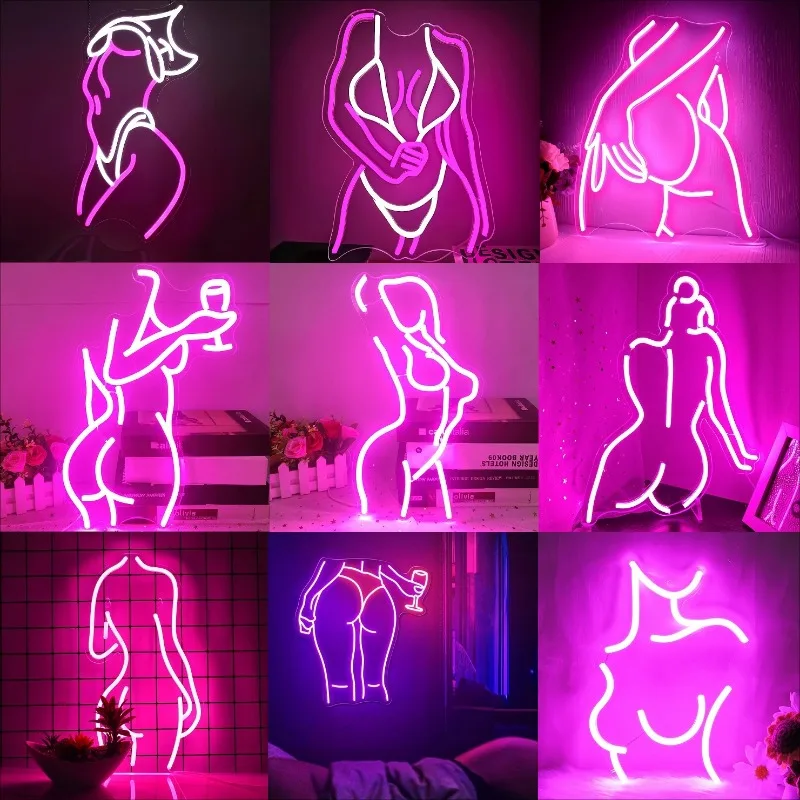 

Pink Sexy Lady LED Neon Sign Woman Body Lights USB Powered Wall Light Up Signf For Home Bedroom Party Bar Night Club Room Decor