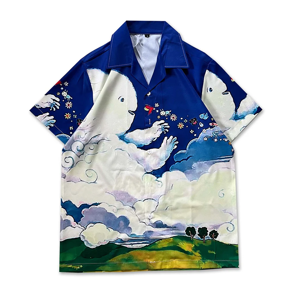 Holiday Beach Shirts Men Summer Cuba Collar Men's Shirt Short Sleeve Male Top