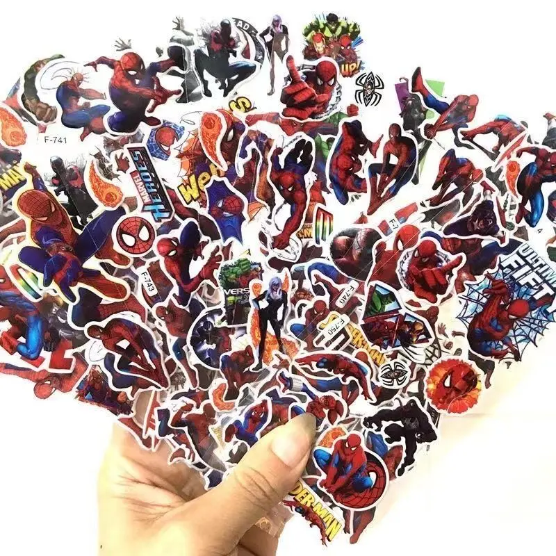 6/12PC Spiderman Stickers toys 3D Children\'s Anime Cartoon Bubble Paste Thicken The Reward Stickers Kids Toys Gifts