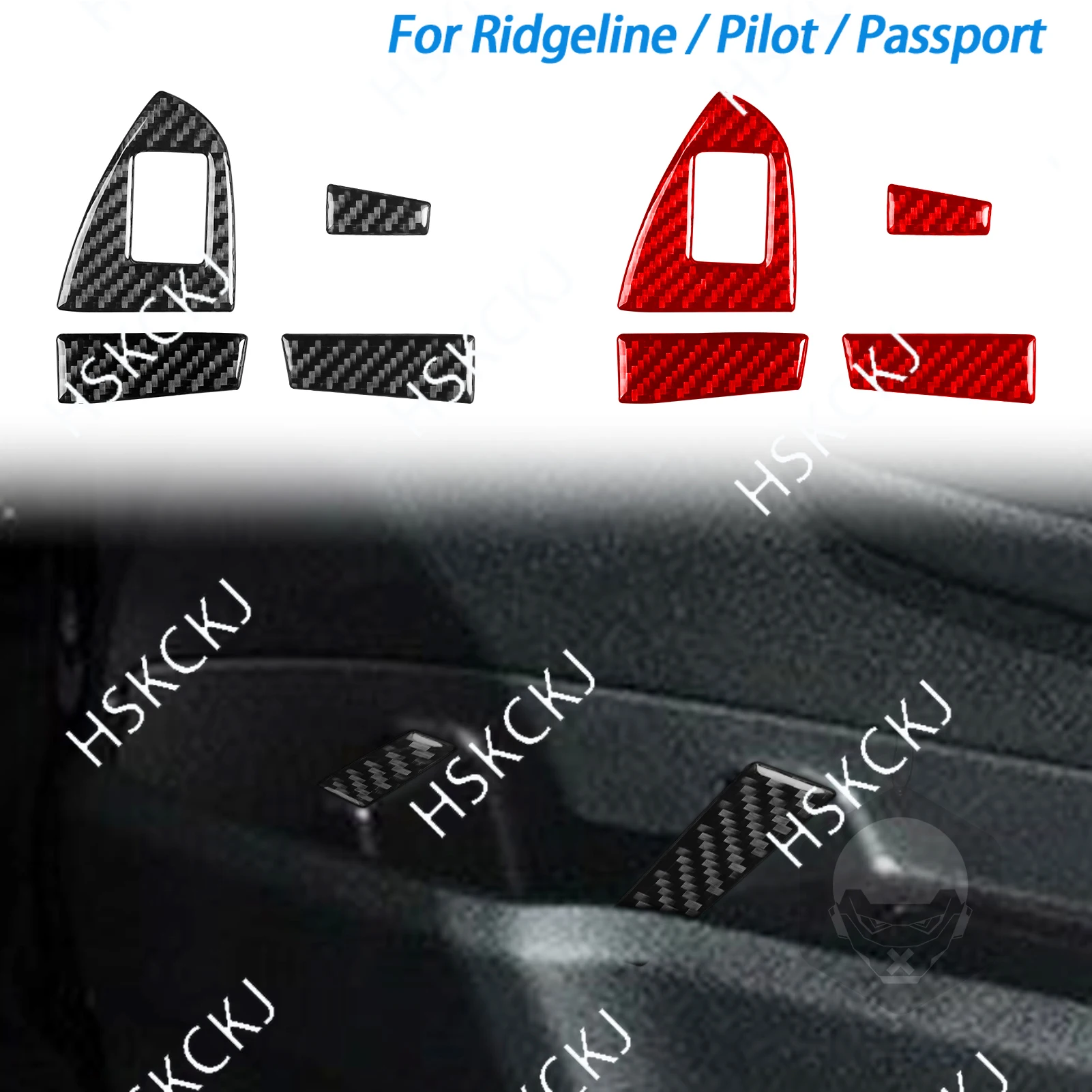 

For Honda Ridgeline Pilot Passport Car Accessories Carbon Fiber Front Door Storage Panel Interior Cover Trim Modified Sticker