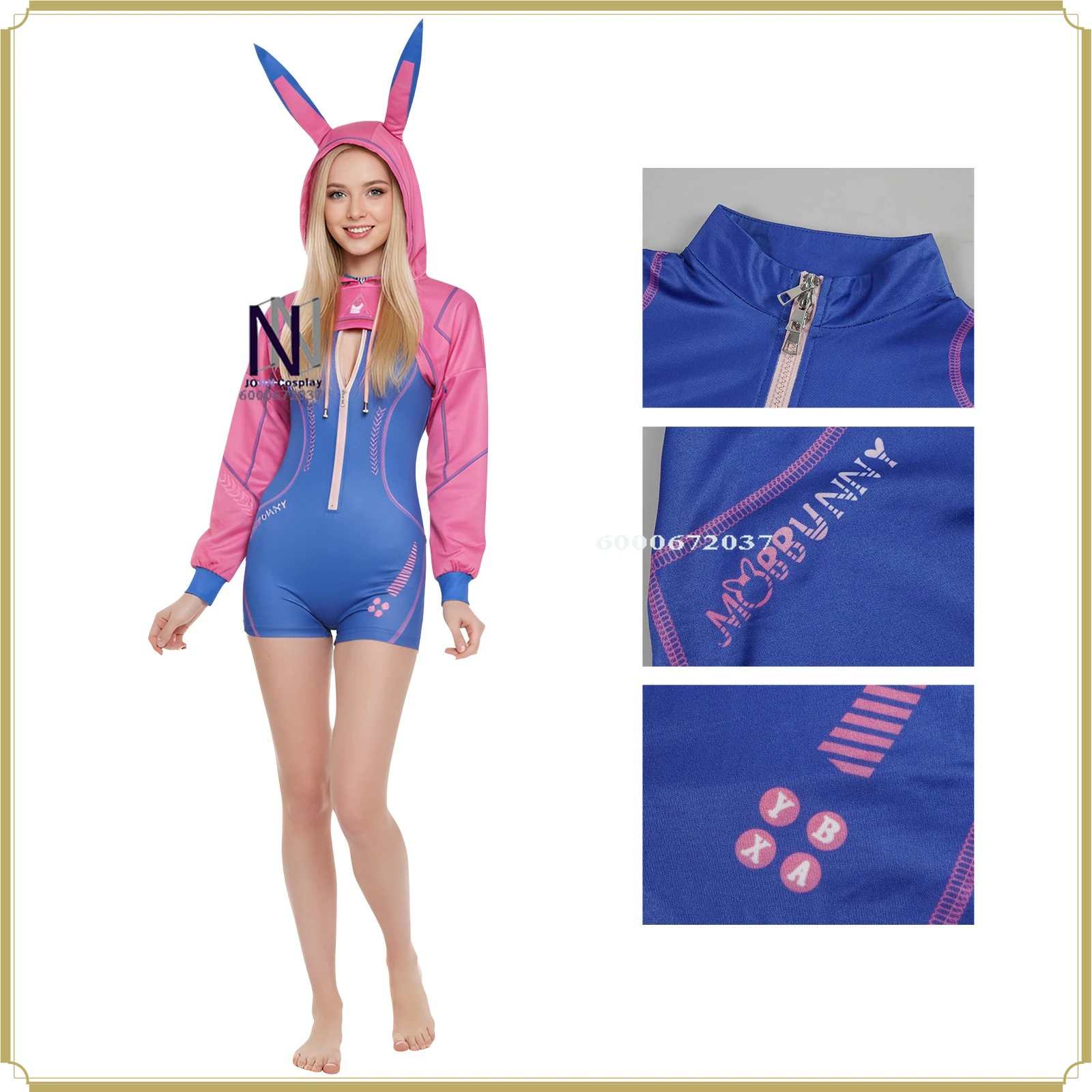 

High Quality Full Set Cyber Rabbit Cosplay Costume - Women's Neon Bodysuit Rabbit Ears Anime Outfit Comic Con Party Suit