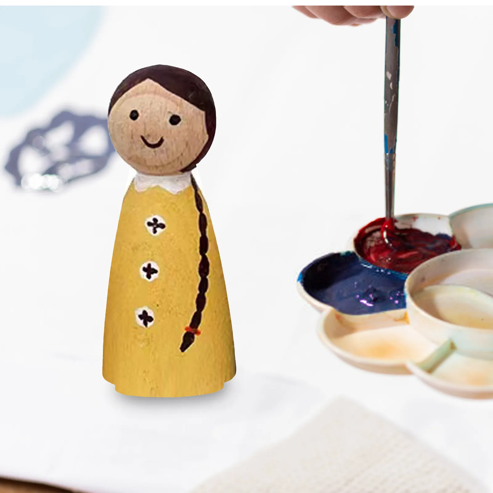 30個の木製ペグフィギュア未完成diyペイントクラフト教育用家族学校コミュニティウェディングケーキデコレーション