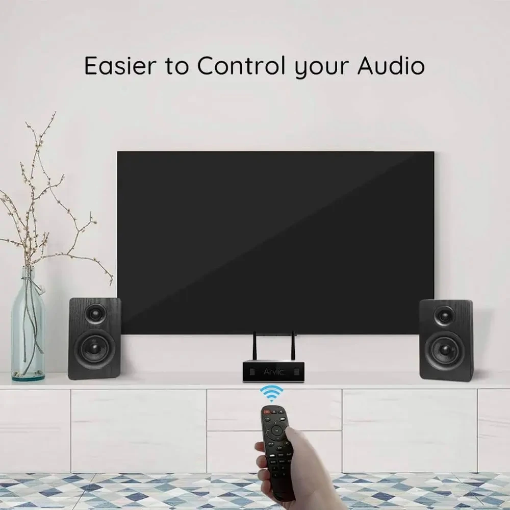 مكبر صوت بجهاز تحكم عن بعد من Arylic ، USB ، Aux In ، التقيد ، واي فاي ، بلوتوث