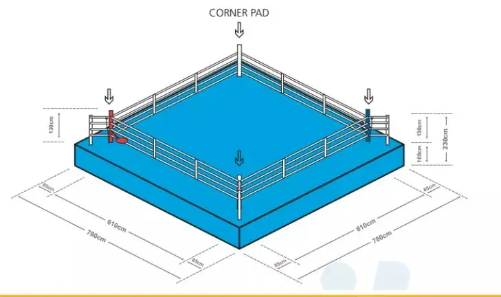 Competition Standard  Portable Boxing Ring 6m*6m*50cm  7.8*7.8*1m  Elevated Boxing Ring Wrestling Ring for Sale