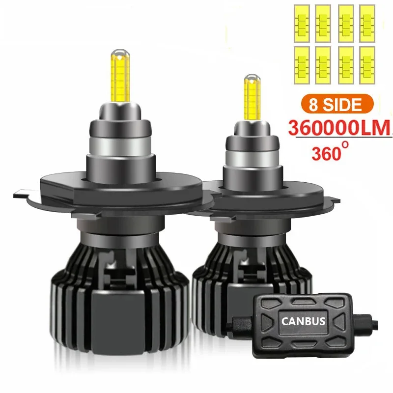 2PCS 360 Canbus 360000LM 620W H4 H11 LED 9012 HIR2 H7 H1 H3 H8 D1S D2S HB3 9005 HB4 9006 Led Car Headlight 6000K Fog Lamp 12V