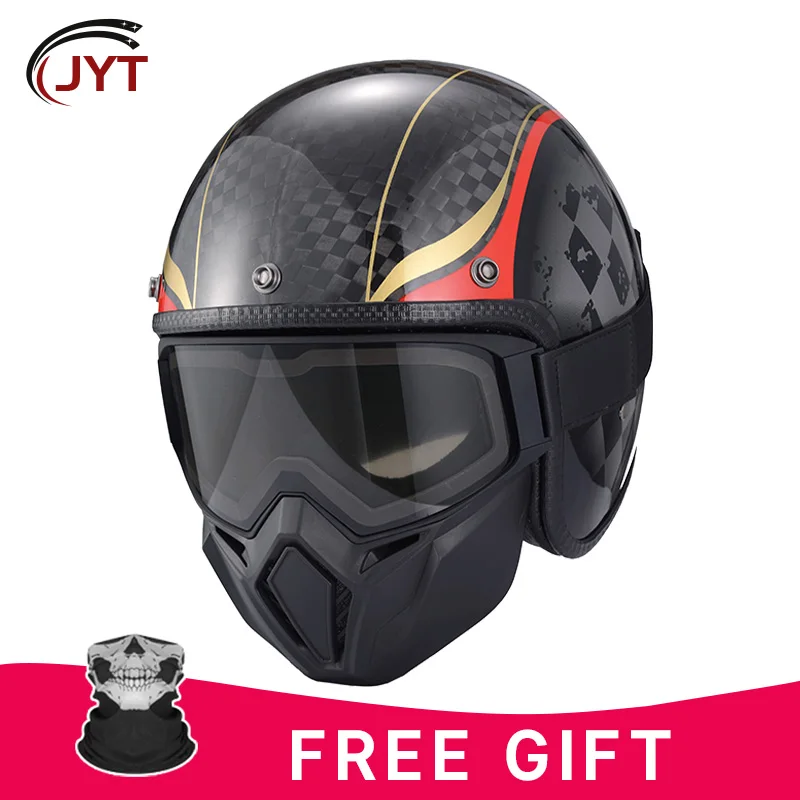 

Retro Motorcycle Carbon Fiber Helmet 12K Men Women All Seasons Japanese Classic Jet Style Open Face Half Helmets Motorbike Moped