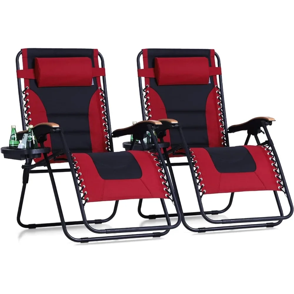 Satz von 2 klappbaren Strandkorb Unterstützung 400 lbs (rot) klappbare Garten liege faltbare Terrasse Liege Strand Chaiselongue Liegestuhl