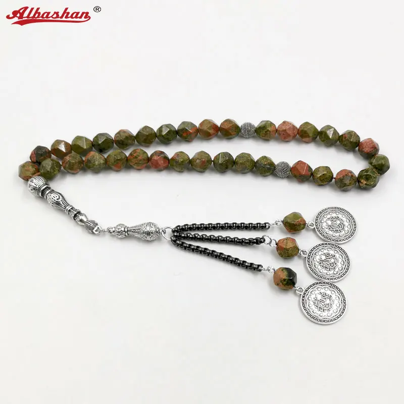 Tasbih Gemstone Natrual green Quartz rhombi muslim prayer bead turkish handmade misbaha Eid gift islamic rosary arabic accessory