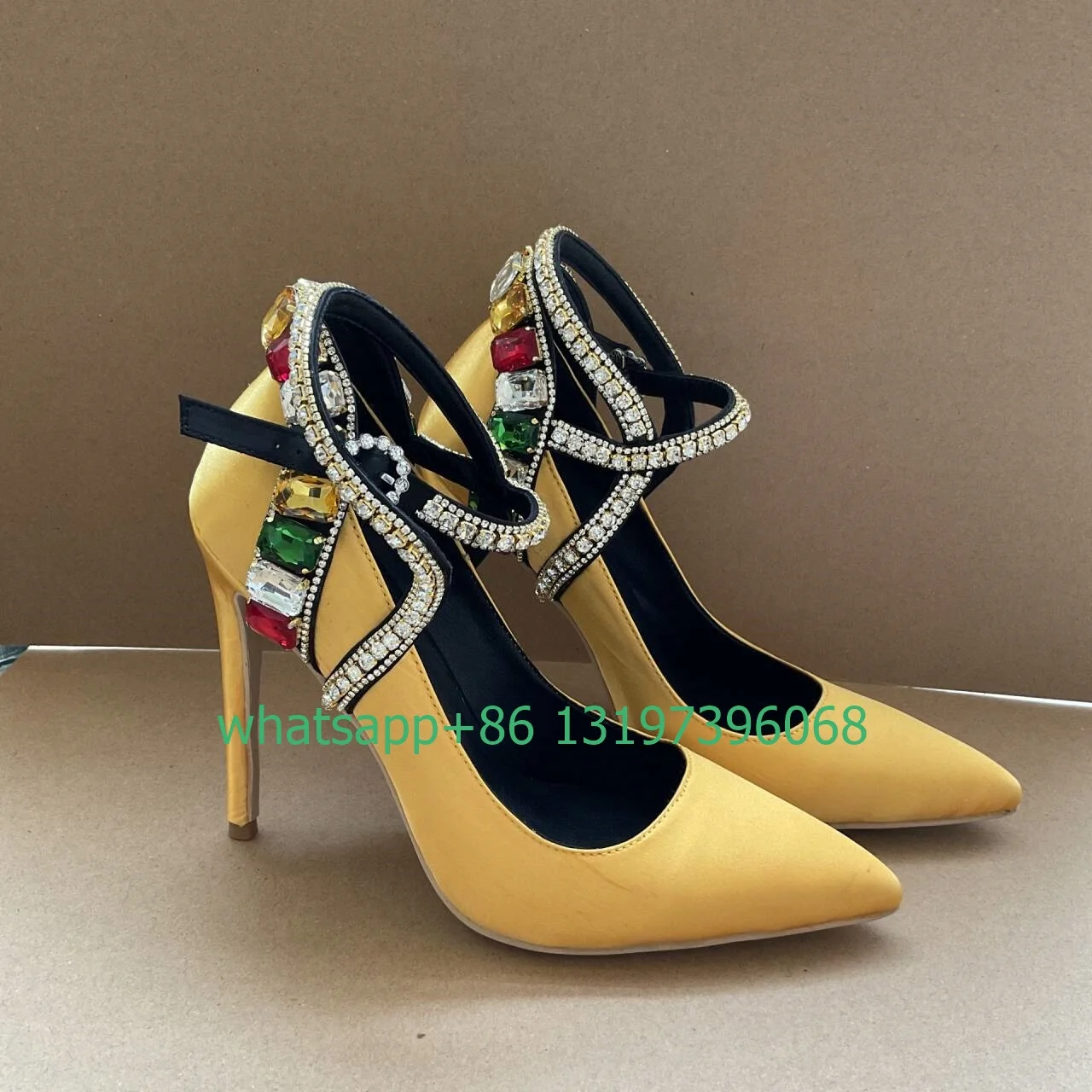 Lady yellow stain colorful demand pumps elegant pointed toe sequins demand high heels footwear size sexy banquet party shoes 46