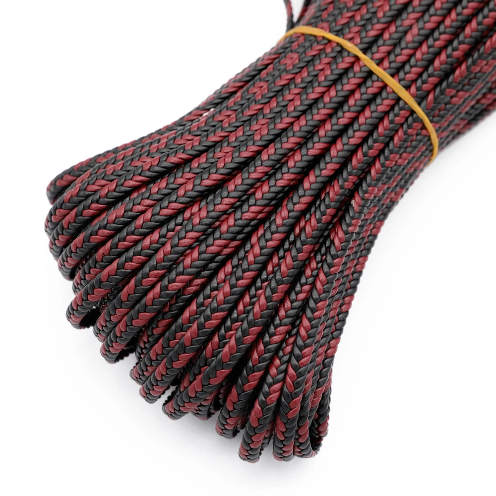 REGELIN 2 Meter 6mm Flaches Geflochtenes Kunstleder-Armband Zubehör PU-Lederband Schnur Seil DIY Halsketten- und Armbandherstellung – Detail 7