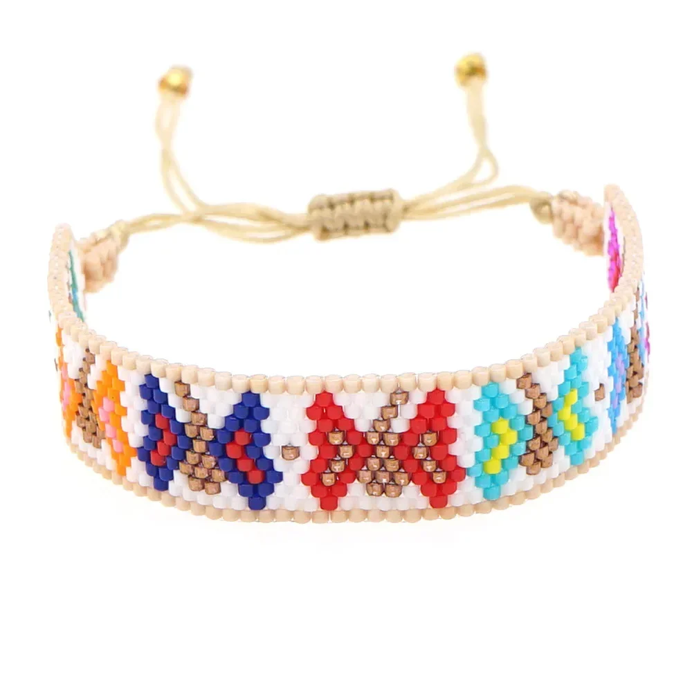 ZGMXR Rice bead bracelet personalized Female trendy minimalist  Butterfly Pattern Hand knit Adjustable Bohemian Beaded bracelet