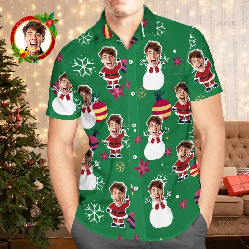 Small Size Men's Fashion 3D Printing Custom Pictures Xmas Shirts Happy Christmas Graphic Shirts & Blouses Kid Funny Short Shirts