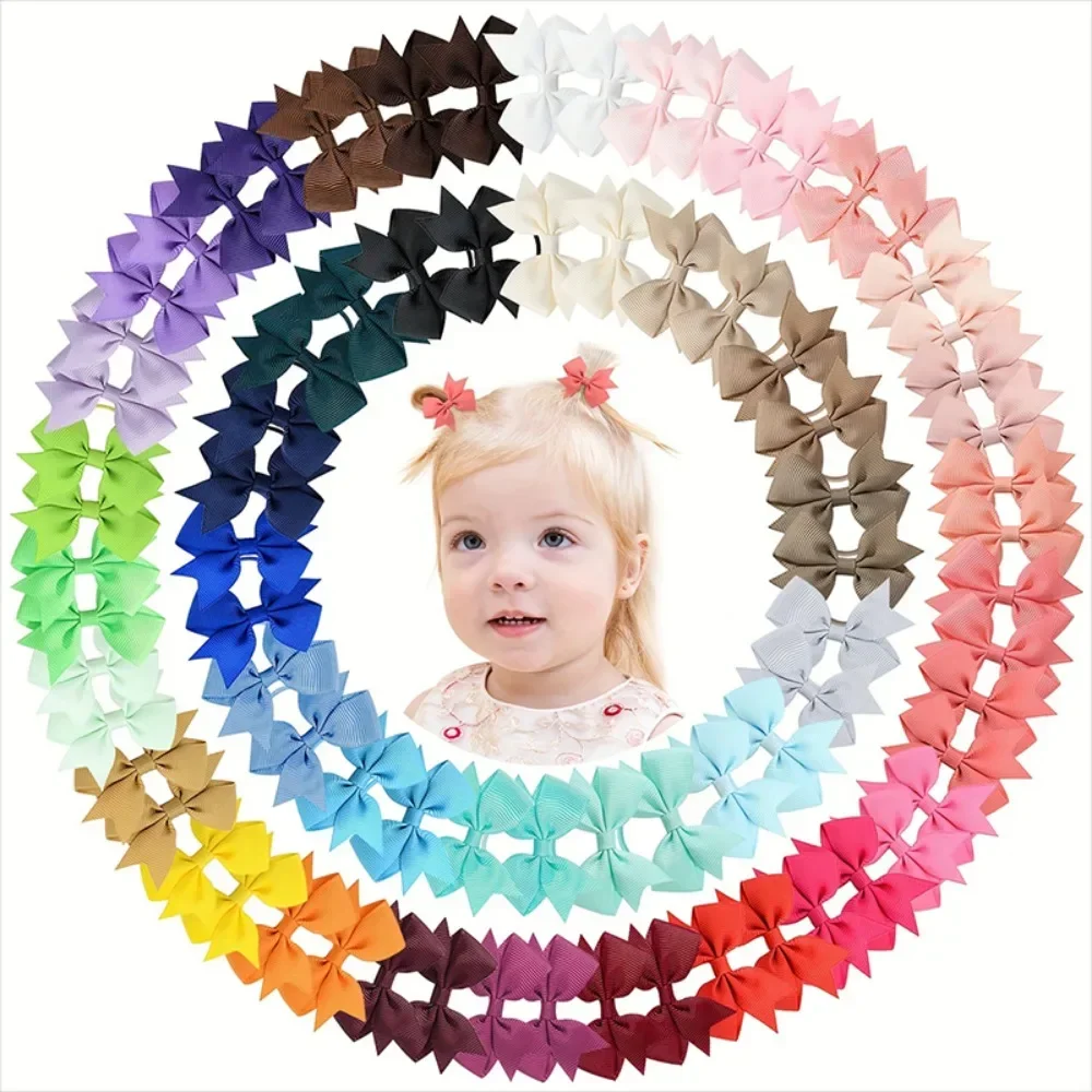 

10pcs/set Sweet 2.16inch Solid Ribbon Bowknot Hairband for Girls Elastic Satin Headband Hair Rope Headwear Hair Accessories