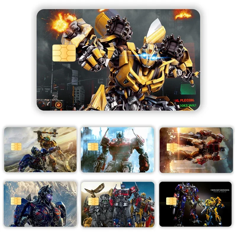 Transformers Credit Card Debit Card Stickers DIY Anime Character Waterproof Melody Poker Stickers Film Tape Skins Small Stacks