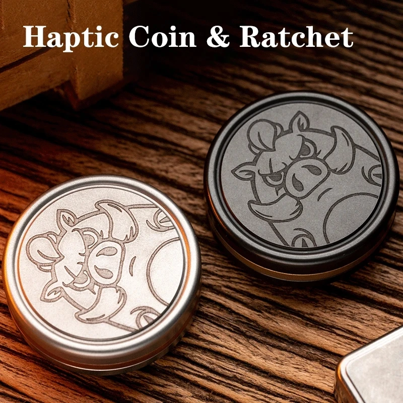 

YEDC Pig Coins Haptic Coin&Ratchet Metal Magnetic Decompression Push Slider EDC Fingertip Gyro Fidget Slider Adults Gifts