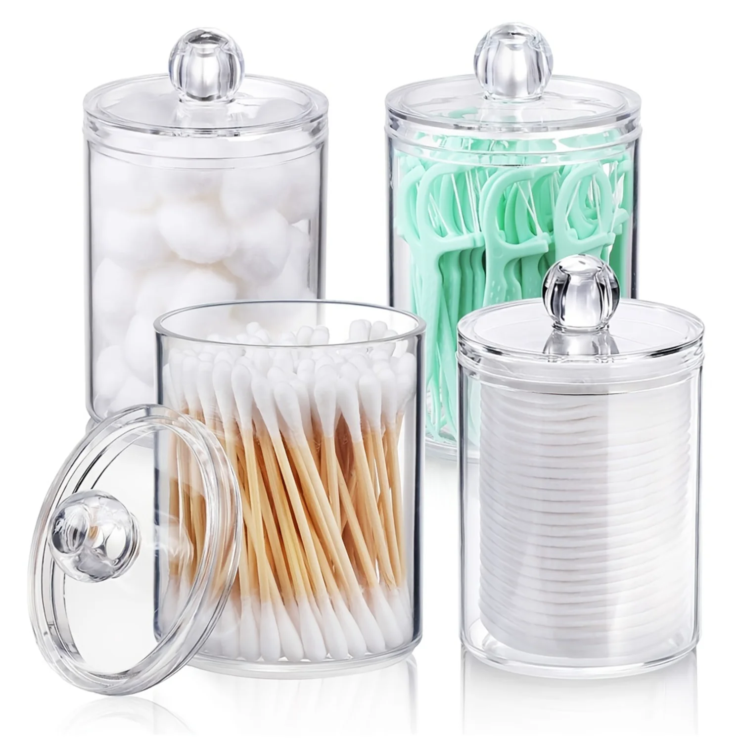 1pc Cotton Ball And Cotton Ball Jar Cotton Ball Container Acrylic Cotton Swab Holder Swab Holder Organizer, Aesthetic Room Decor