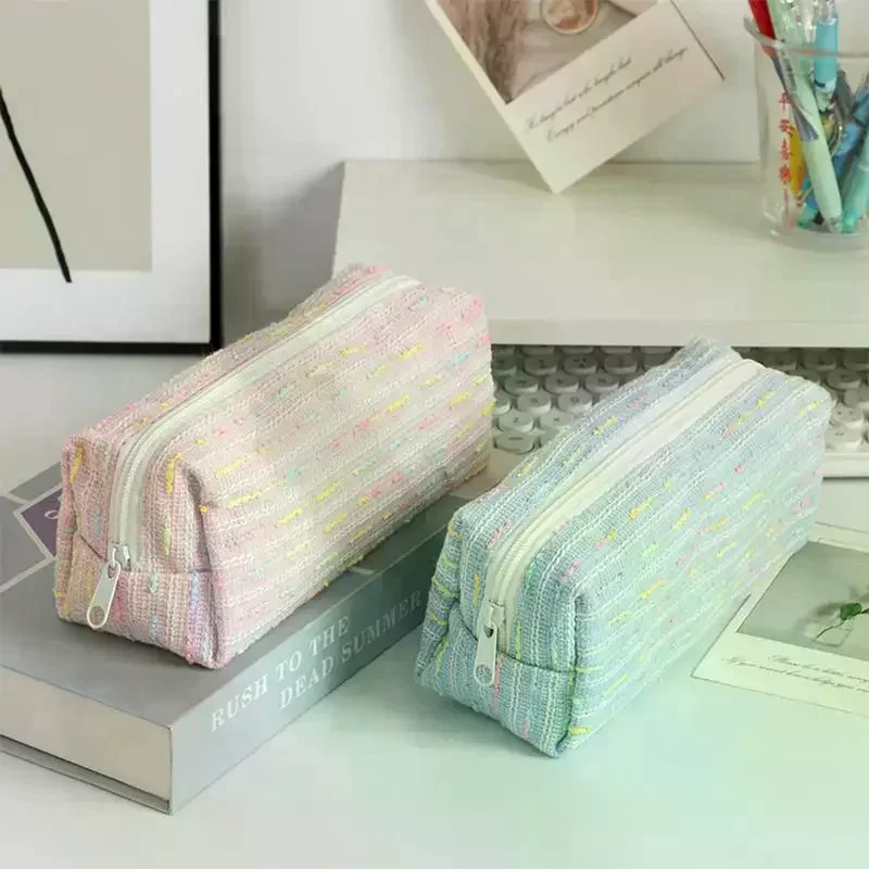 Pencil Case Pouch, Cute Pencil Case With Versatile Colorful Lines And Large Capacity Storage Bag