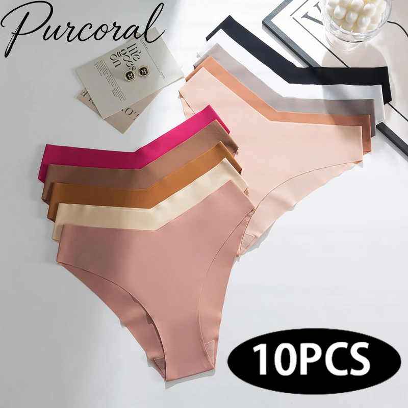 10 Pcs Multi-Color Ice Silk V-Shaped Seamless Ice Silk Women's Low Waist Triangle Pants Breathable Quick Drying Sports Pants