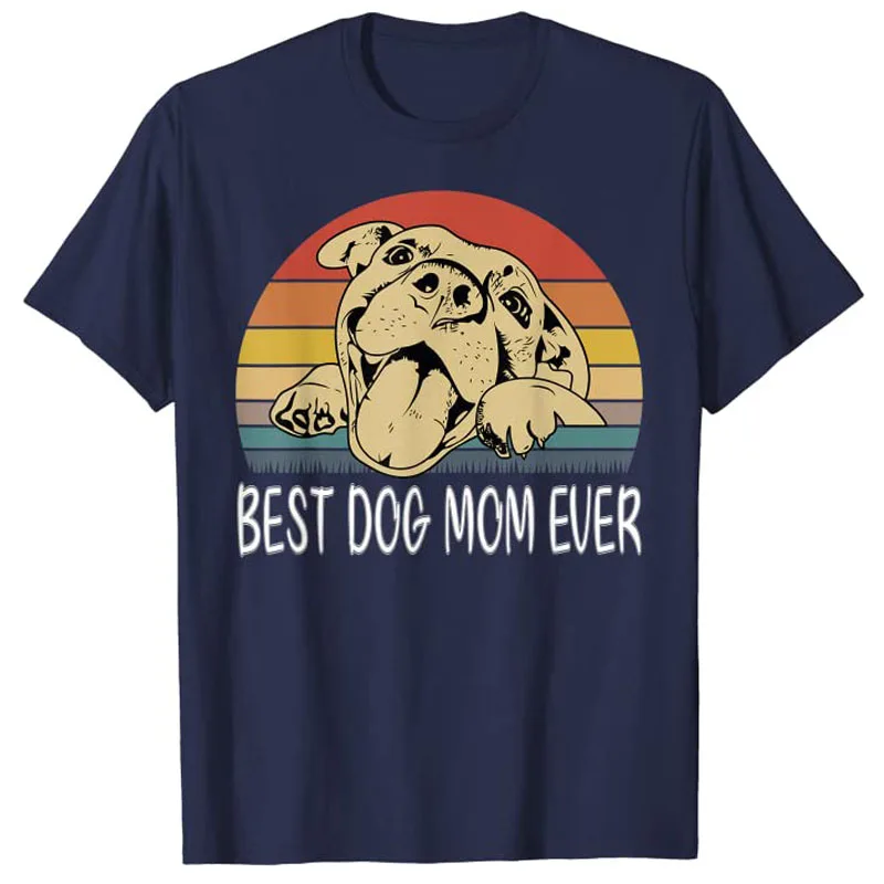 Vintage Best Dog Mom Ever Happy Mothers Day Funny Dog Lovers T-Shirt Gifts Women's Fashion Graphic Tee Tops Aesthetic Clothes