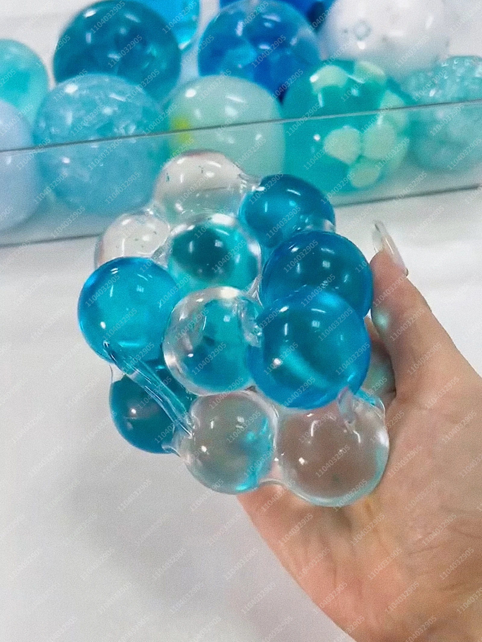 Ocean Blue Slushie Stress Ball Bottle Squishy Shapeable Crunchy Squeeze Ball ASMR Sensory Anti Stress Fidget Toys for Adults