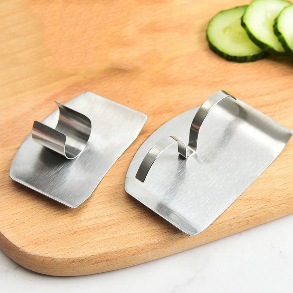 

2 шт., защита для пальцев из нержавеющей стали — многоразовые кухонные гаджеты для безопасной нарезки и нарезки кубиками, идеально подходят для домашних кубиков и