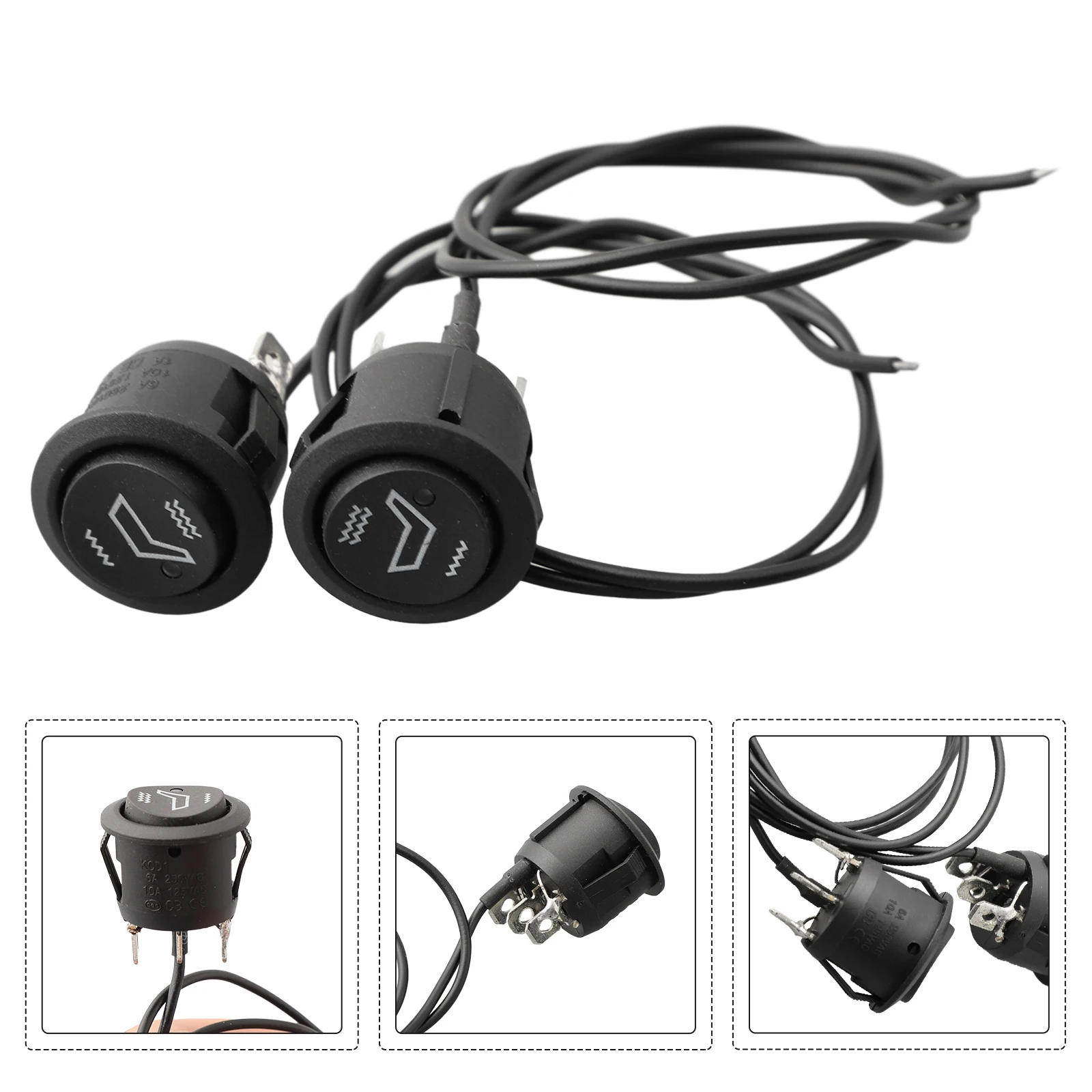 Heated Rocker Seats Switch Round Heated Rocker Boats Motorcycle Hi/Low Off Control 2Pcs Car Seats Plastic & Metal