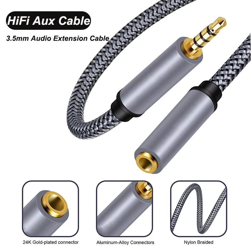 3.5mm Jack AUX Cable Male To Female Extension Cable Audio Connector for Headphones Speaker Extender Cord For Samsung Xiaomi PC