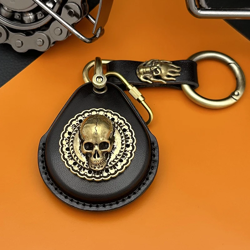 Smart Key Genuine Leather Case Fob Cover For Harley Davidson 883 X48 1200 Motorcycles Keychains Pure Brass Modifications