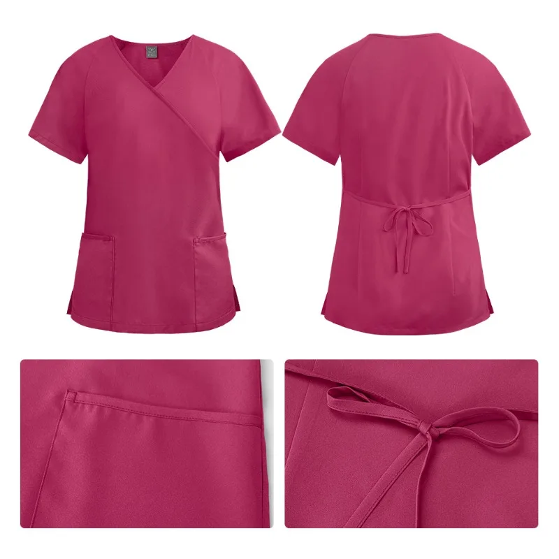 Hospital Pet feminino elástico leve roupas para lavar as mãos médico macacão de manga curta terno